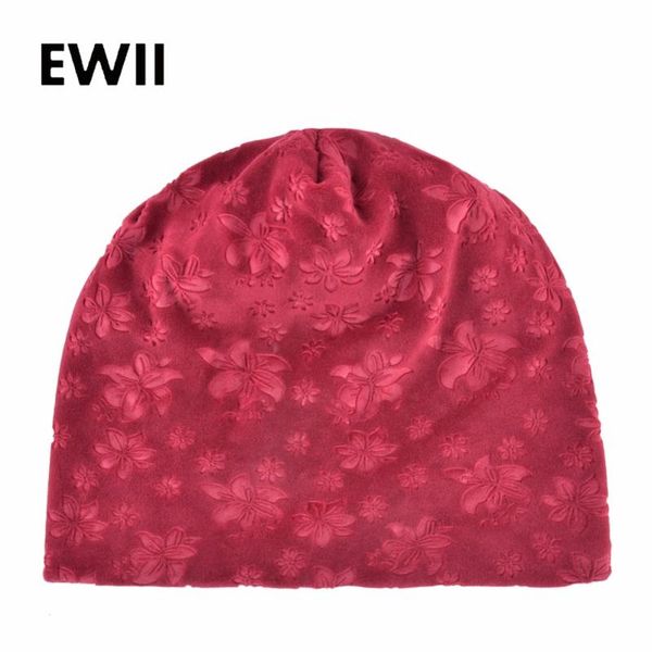 

autumn flower velvet caps women skullies beanies winter hat for women beanie hats ladies casual knitted cap bonnet femme, Blue;gray