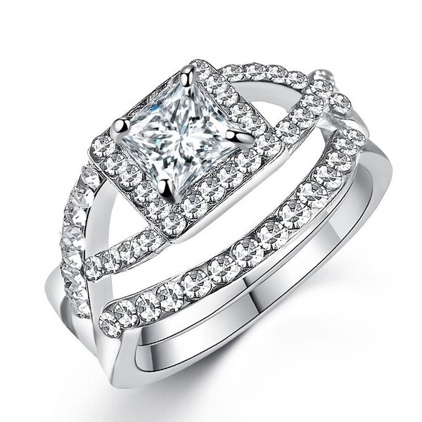 

silver color zircon ladies ring ladies exquisite jewelry cubic zirconia ring classic selling party holiday girl gift, Slivery;golden
