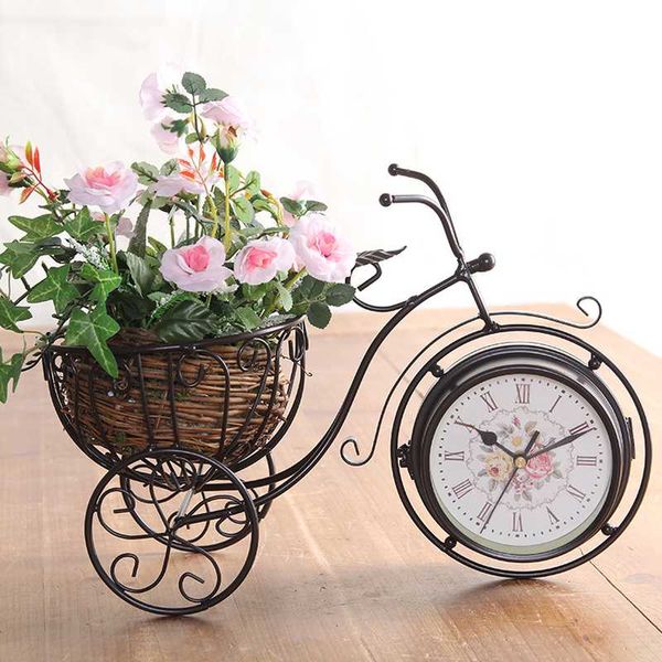 

retro style tricycle mute table clock vintage iron art double sided silent desk clock decoration ornaments mx5211430