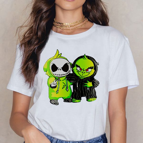 

t shirt women christmas and jack skellington fashion white cotton female shirt