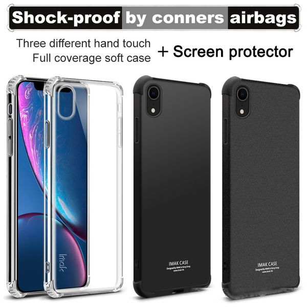 

10pcs/lot wholesale imak shock resistant case airbag version soft tpu phone case for iphone xr with screen protector