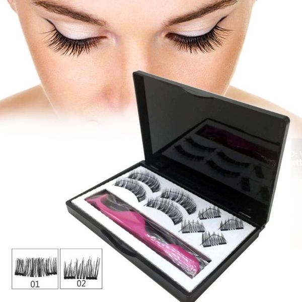 

new 8pcs 3d false eyelashes double magnetic lashes pure handwork black eye lashes eyelash extension magnetic eyelashes