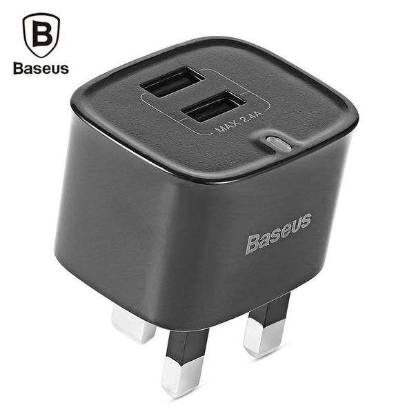 

new baseus funzi dual usb intelligent wall travel charger adapter 2.4a fast charging uk plug
