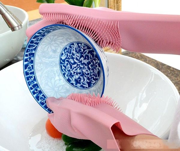 

2pcs/pair magic washing brush silicone glove resuable household scrubber anti scald dishwashing gloves kitchen bed bathroom cleaning tools