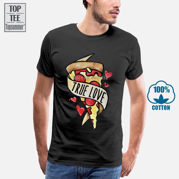 

men t-shirt pizza true love cartoon design male short sleeve 100% cotton tee shirt custom students group clothes