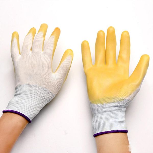 

pairs household cleaning gloves semitrailer pvc working gloves garden labour protection for hand protector (yellow white