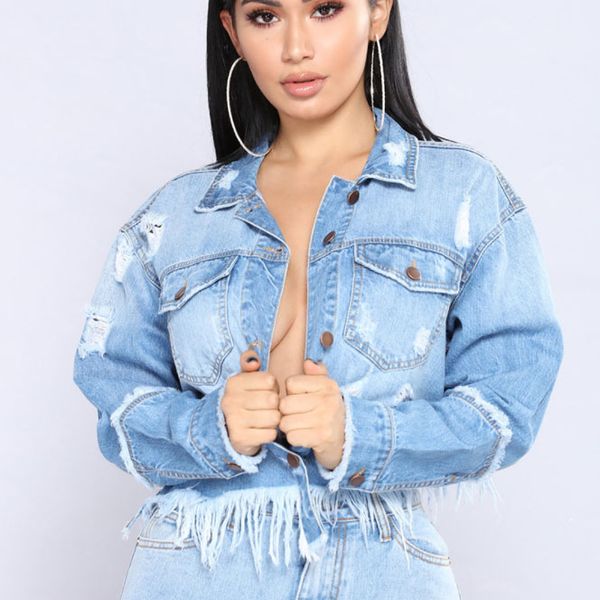 

boho distressed denim jacket festival denim jacke bohemian style festival outfit unique jeans tassel jacket, Black;brown