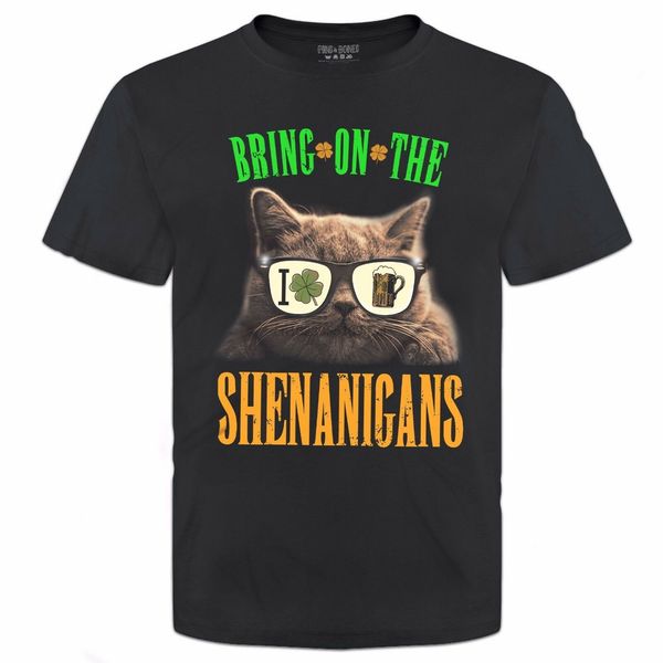 

pins кости день святого патрика shirt bring on the shenanigans смешные cat black tee