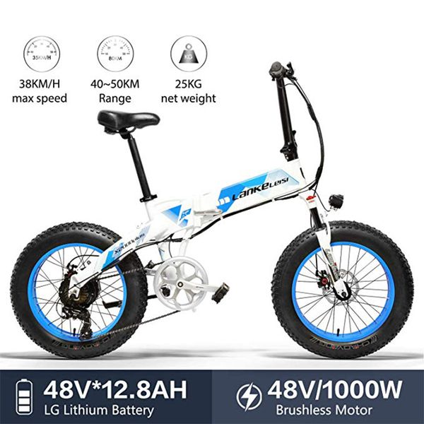 

1000w 20 inch vet wheel folding electric bike 48v 13ah full suspension snow mountain e-bike dual hydraulic brake, Silver;blue