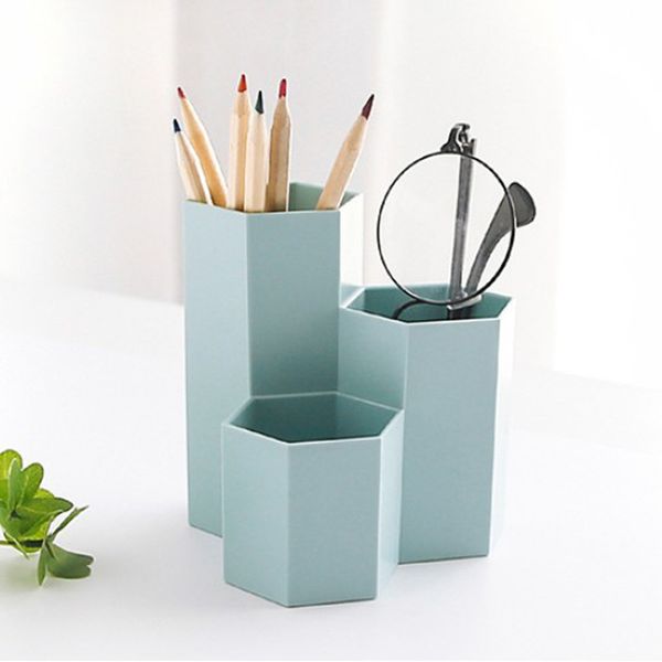 

hexagonal pen pemcil holder container makeup brush holder deskorganizer