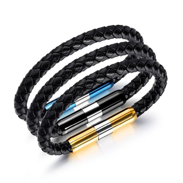 

charm bracelets trembling massage design leather bracelet men's 190mm length jewelry gift 3-ph1256, Golden;silver