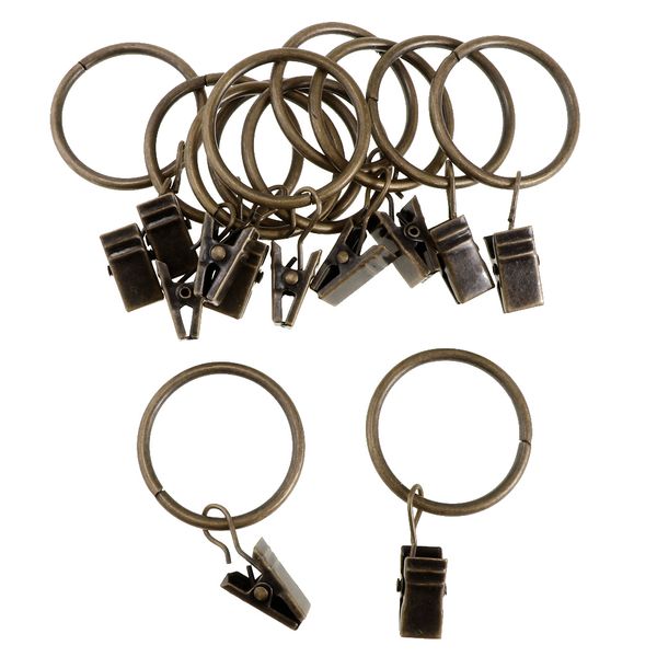 

12 pieces plated metal curtains drapery rings with clips, 25mm / 32mm dia