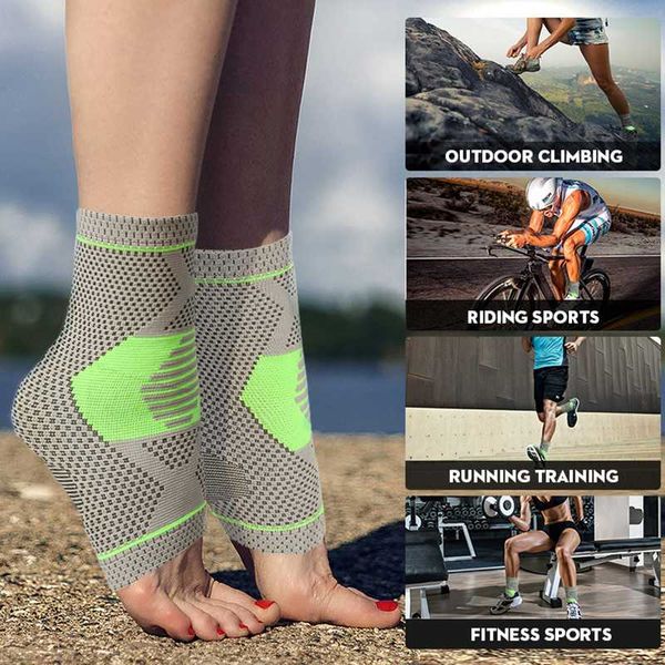 

ankle support 1pcs sports brace compression strap sleeves 3d weave elastic bandage foot protective gear gym fitness care, Blue;black