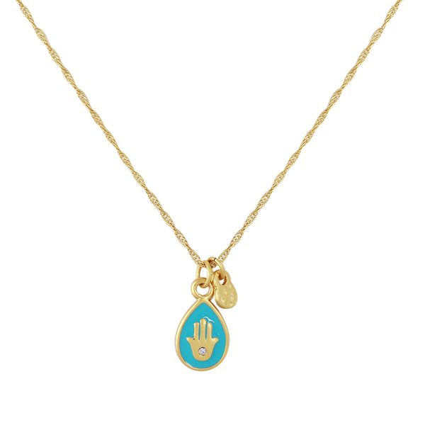 

pendant necklaces european and american high-end jewelry niche design tide simple drop enamel glaze palm hand clavicle chain necklace, Silver