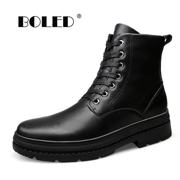 

super warm winter boots men snow boots with fur keep warm platform men winter snow shoes waterproof ankle, Black