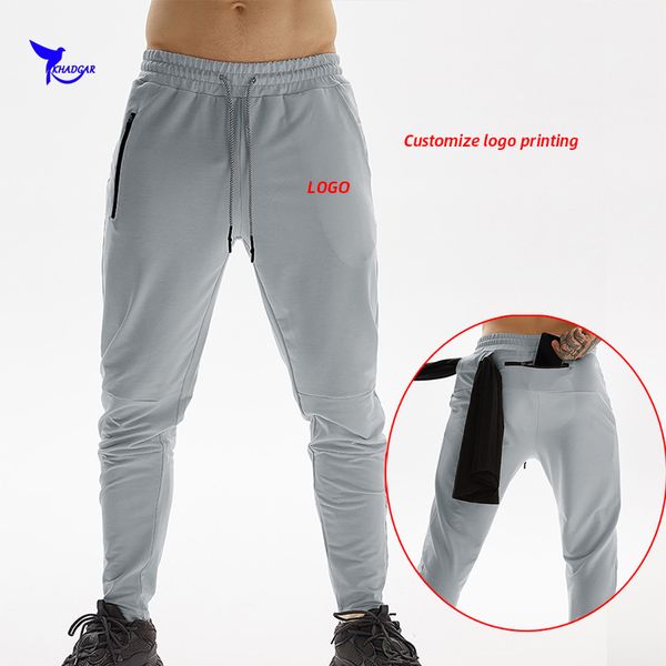 

running pants 2021 men multi pockets quick dry male sportswear bottoms gym fitness sweatpants bodybuilding sport trousers custom, Black;blue