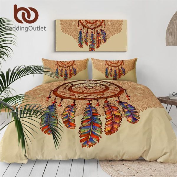 

beddingoutlet dreamcatcher bedding set feathers gemstones duvet cover astrology magic bed set beautiful brown bedclothes 3pcs