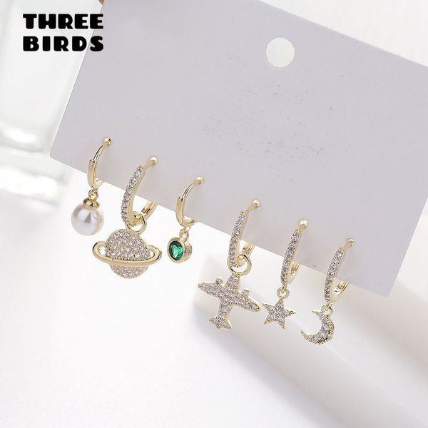

fashion plane moon star pearl cute earrings sets personality luxury hoop earings set for women fashion jewelry 2020 aretes, Golden;silver