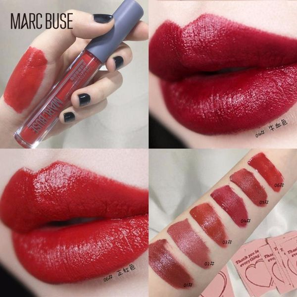

marc buse moisturizing lipstick liquid pigment red dark vampire red waterproof long lasting batom matte lip gloss ma014