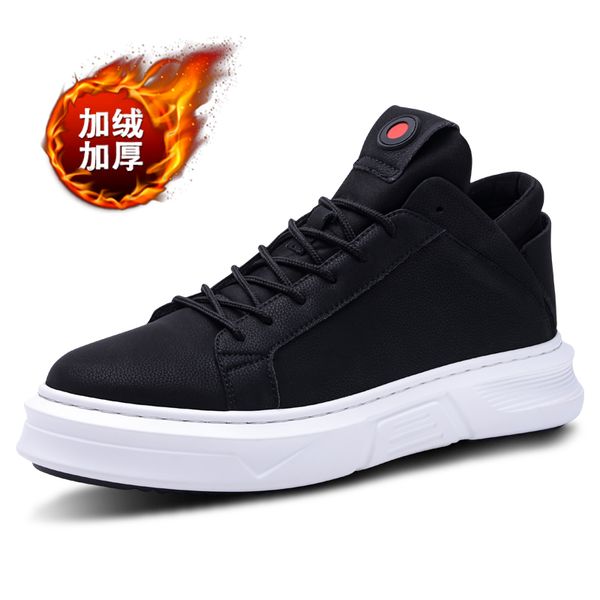 

men boots winter with fur 2020 warm snow boots men winter work shoes footwear fashion rubber ankle shoes 38-44, Black