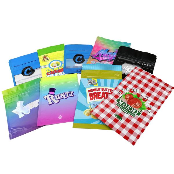 

3 5g mylar bags resealable smell proof bags baggies ziplock bag cookies bag for dry herb mix styles ing
