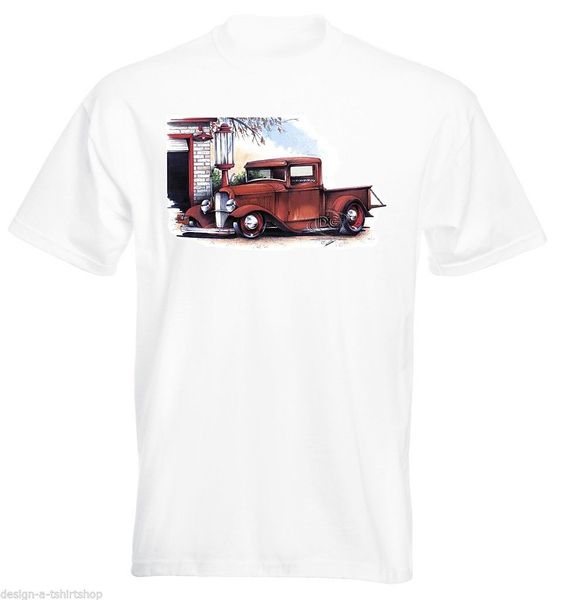

2019 100% cotton mens t-shirt 30's rat rod pick up truck muscle v8 tee shirt