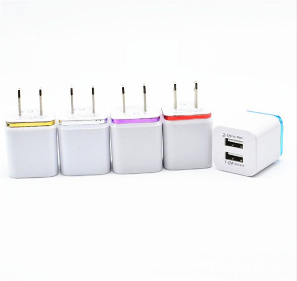 

2 usb 5v 2.1 square double usb ac travel us wall charger plug dual charger for samsung galaxy htc smart phone adapter