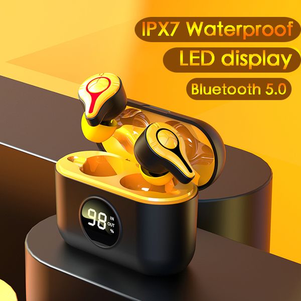 

headsets 2021 se16 wireless bluetooth 5.0 led display headphone sports waterproof earphone 9d stereo