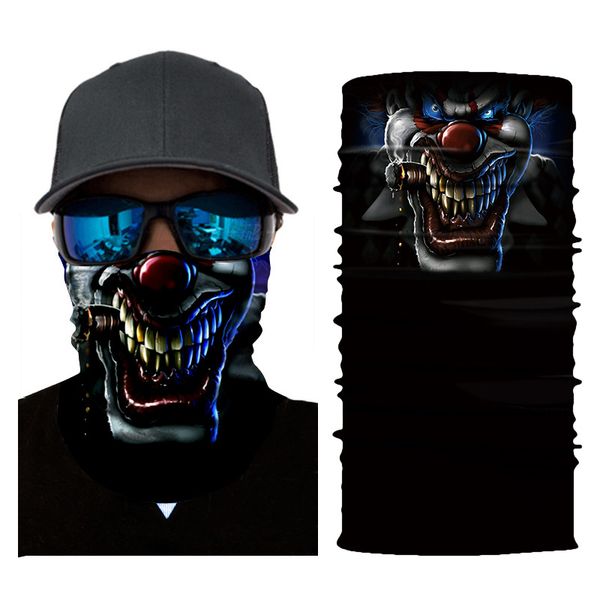 

scarves 13 color balaclava digital printing magic scarf tricks versatile skull-head horror clown outdoor sport seamless headband, Blue;gray