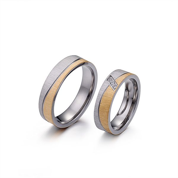 

wedding rings korean version of titanium steel frosted creative double colors couple ring valentine's day gift, Slivery;golden