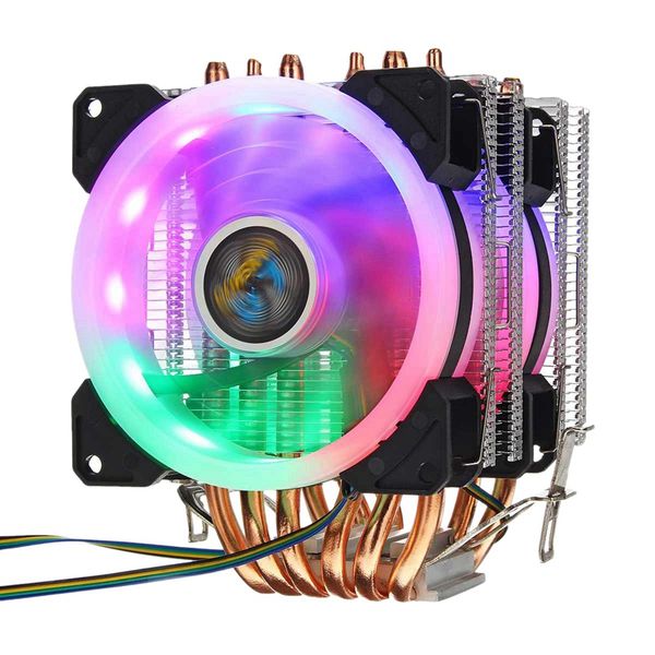 

lapcooling pads 6 heatpipe cpu cooler fan 3 line rgb led quiet heatsink radiator for 775/1150/1151/1155/1156/1366 amd all