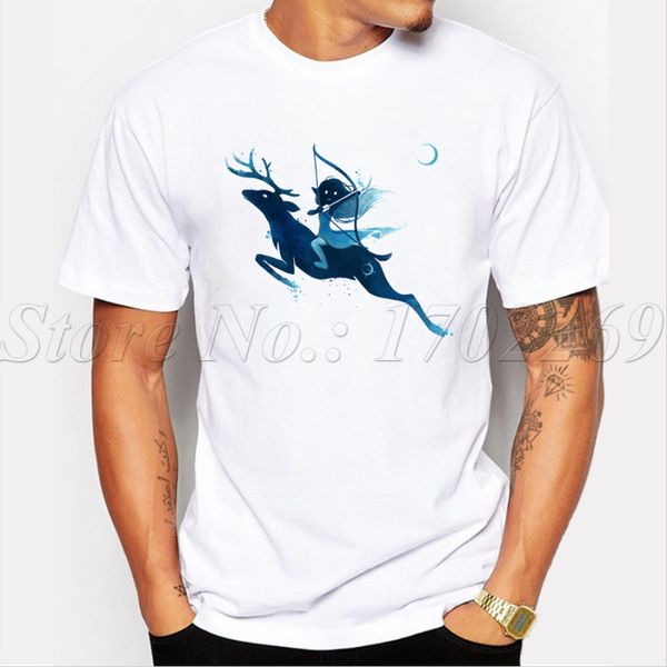 

2019 men's fashion elf printed t-shirt summer cool fashion ink washing painted tees