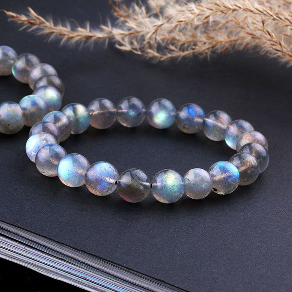 Braccialetti di pietra naturale labradorite per le donne regalo luci blu pietra preziosa perline braccialetto elasticizzato con fascino Femme LJ200918