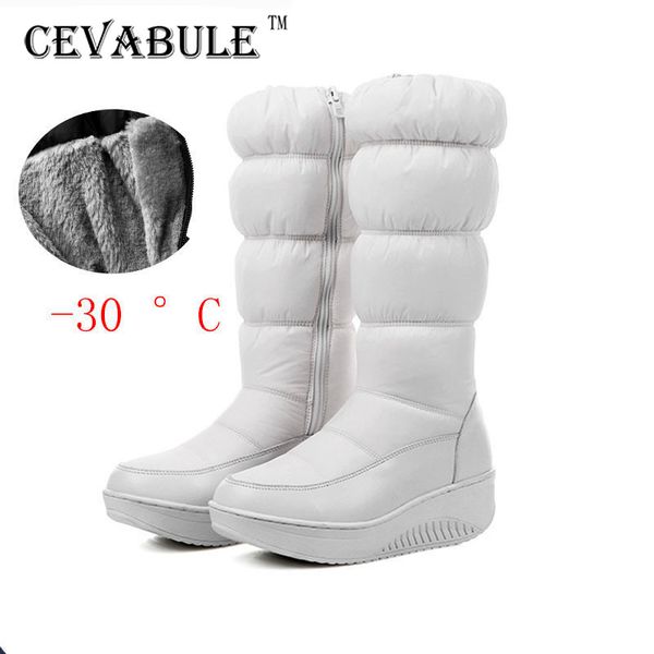 

cevabule 2020 winter down plus size 35-44 fashion winter snow boots platform shoes footwear women boots solid color zipper hx, Black