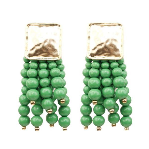 

kmvexo new multilayers acrylic resin beaded earrings fashion tassel fringe statement earrings for party club festival jewelry, Silver