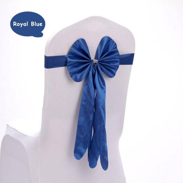 

40pcs red/pink/blue multi color satin leather bow tie knot chair sash band for wedding party decoration banquet chair back decor
