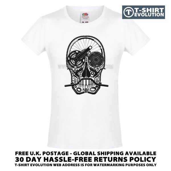 

2019 fashion biker parts skull womens lady-fit t-shirt 100% cotton cycls tee shirt tee shirt