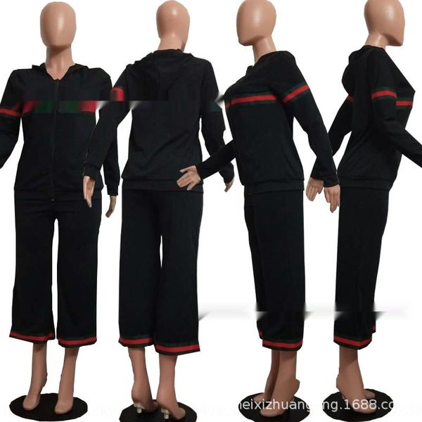 

t8801# women's contrast color sports hooded suit two-piece set t8801# women's contrast color ribbon ribbon sports hooded suit two, Gray