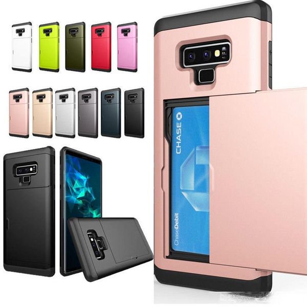

armor slide card case for iphone 11 pro x xs max xr 7 8 plus 6 6s card slot holder cover for samsung s9 s8 s10 5g plus note 9 10 plus cases