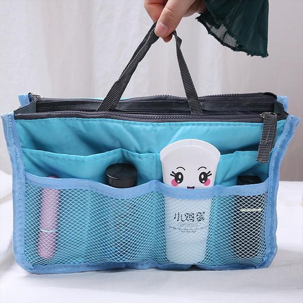 

women foldable portable large capacity bag organizer handbag foldable double zipper travel storage holder travel bag toiletry