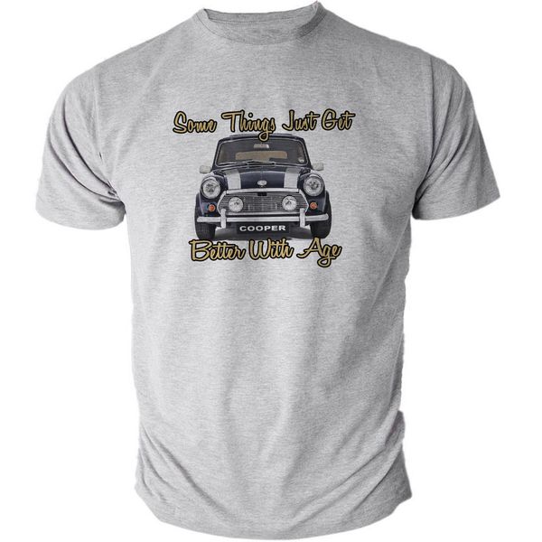 

funny clothing casual short sleeve summer somethings...60's cooper cult classic car retro sporter grey t-shirt tee shirt