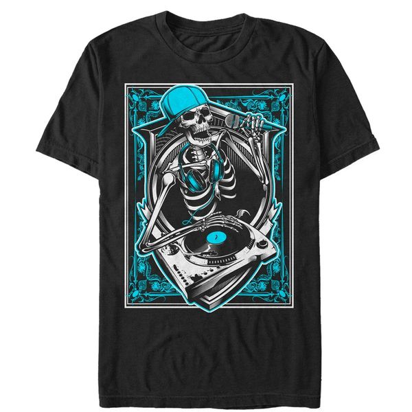 

lost gods skeleton dj mens graphic t shirt cotton short sleeve tee shirt