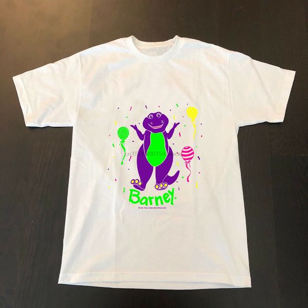 

rare-vintage barney the dinasour 1991 90s single stitch backyard gang shirt top