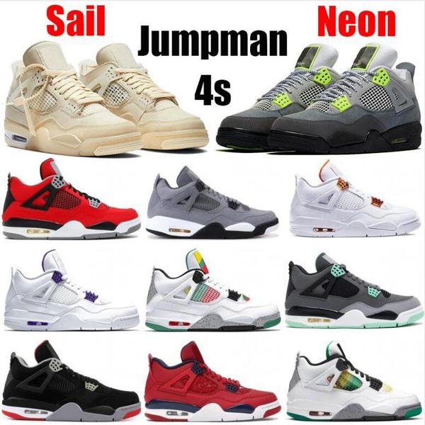 

new jumpman 4 4s black cat mens basketball shoes men rush violet shoes bred cool grey white cement designer with box