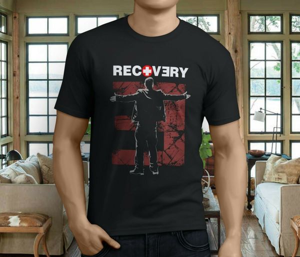

new popular eminem recovery men's black t-shirt s-3xl cotton loose short sleeve mens shirts