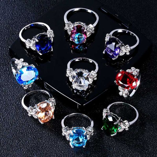 

new fashion spinel finger rings for women romantic gemstone wedding ring 925 silver jewelry with zirton elegant party gift, Golden;silver