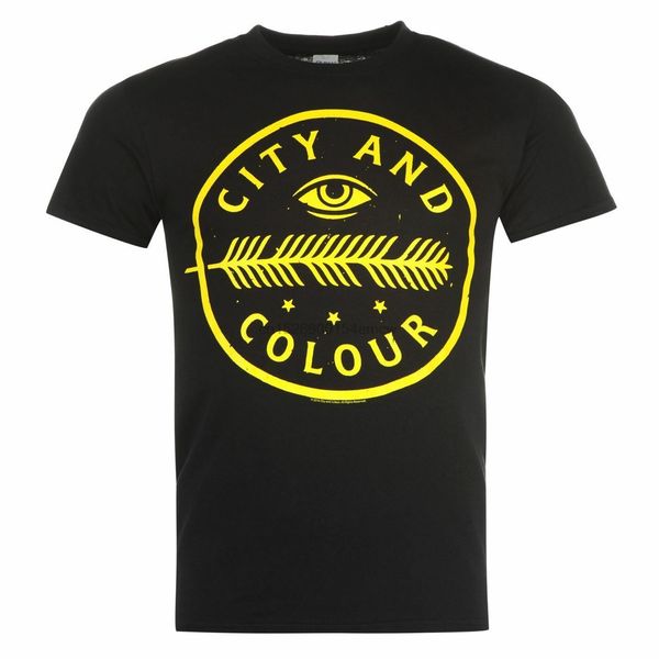 

city and colour feather eye t-shirt mens black casual wear tee shirt