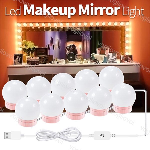

vanity lights makeup beauty light 4000-5500k dimmable mirror lamp usb 5v pink bulb decor indoor lighting for studio dressing table bedroom b