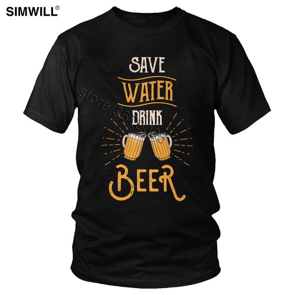 

vintage brand save water drink beer t-shirt men cotton funny slogan love alcohol tees short sleeves o-neck creative t shirt