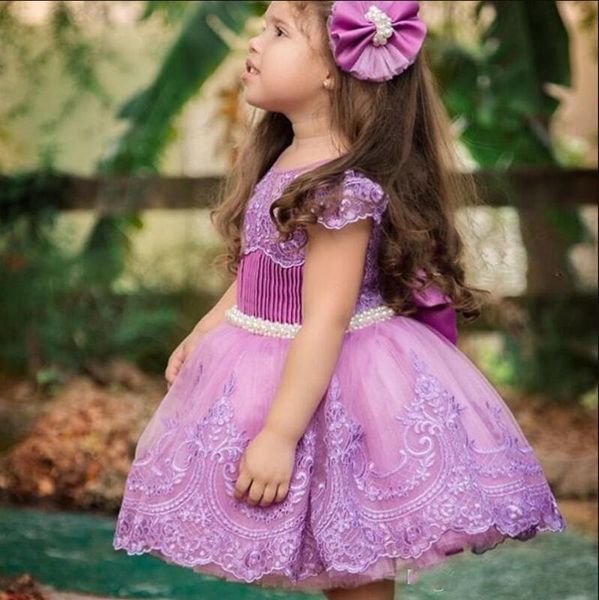 

girl's dresses knee-length dress for cute little princess customized flower girl special occasion with belt beading lace, Red;yellow